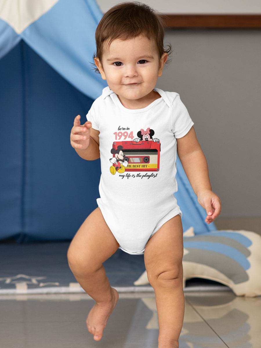 Retro Mickey Minnie Birthday Babysuit - Second View