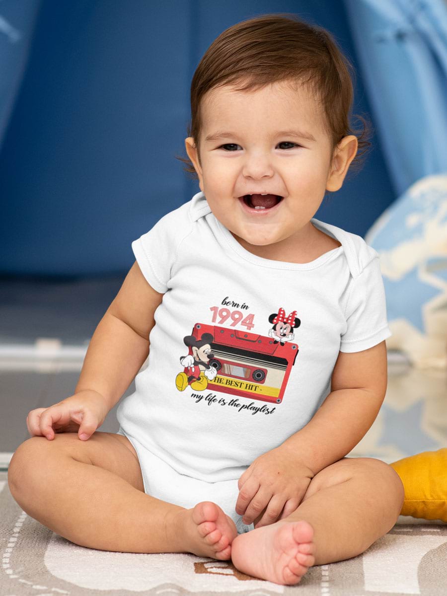 Retro Mickey Minnie Birthday V2 Babysuit