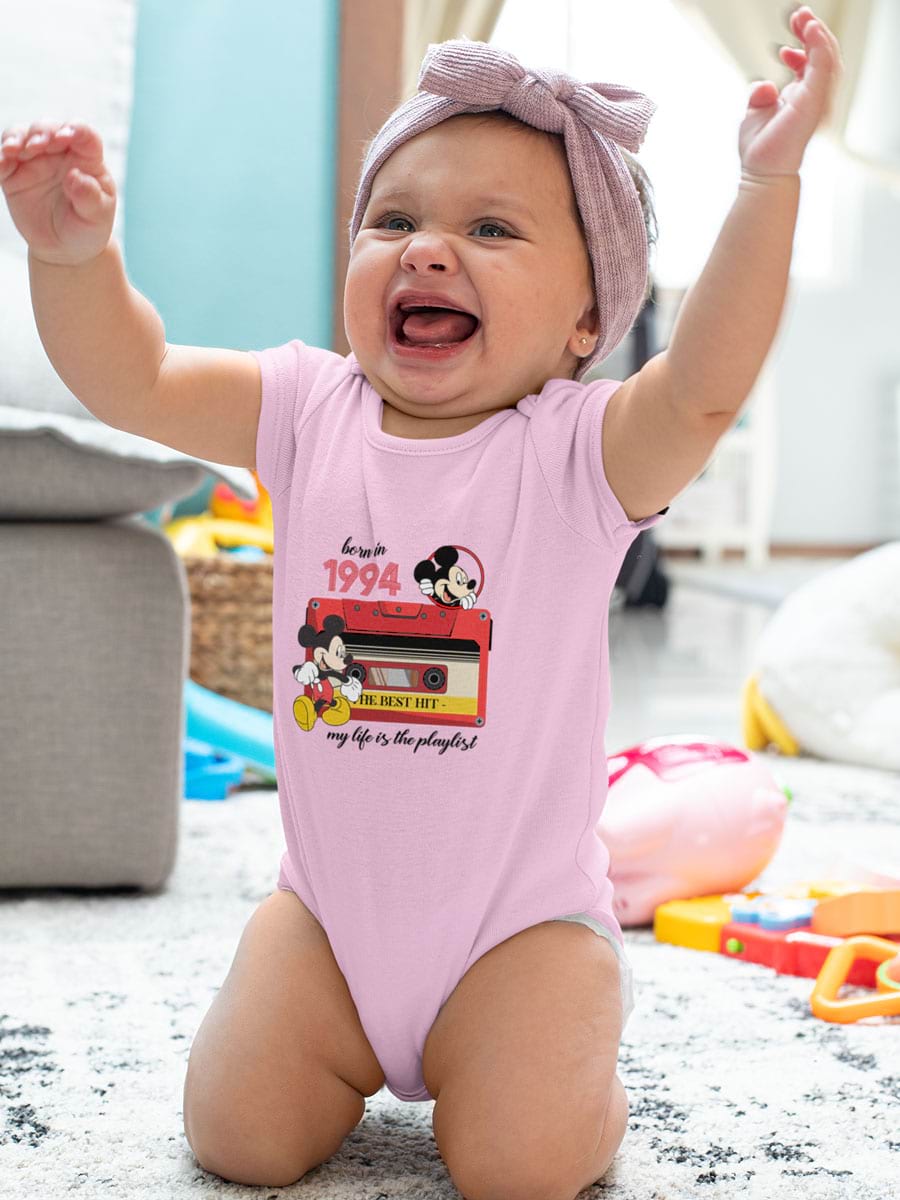 Retro Mickey Minnie Birthday V3 Babysuit