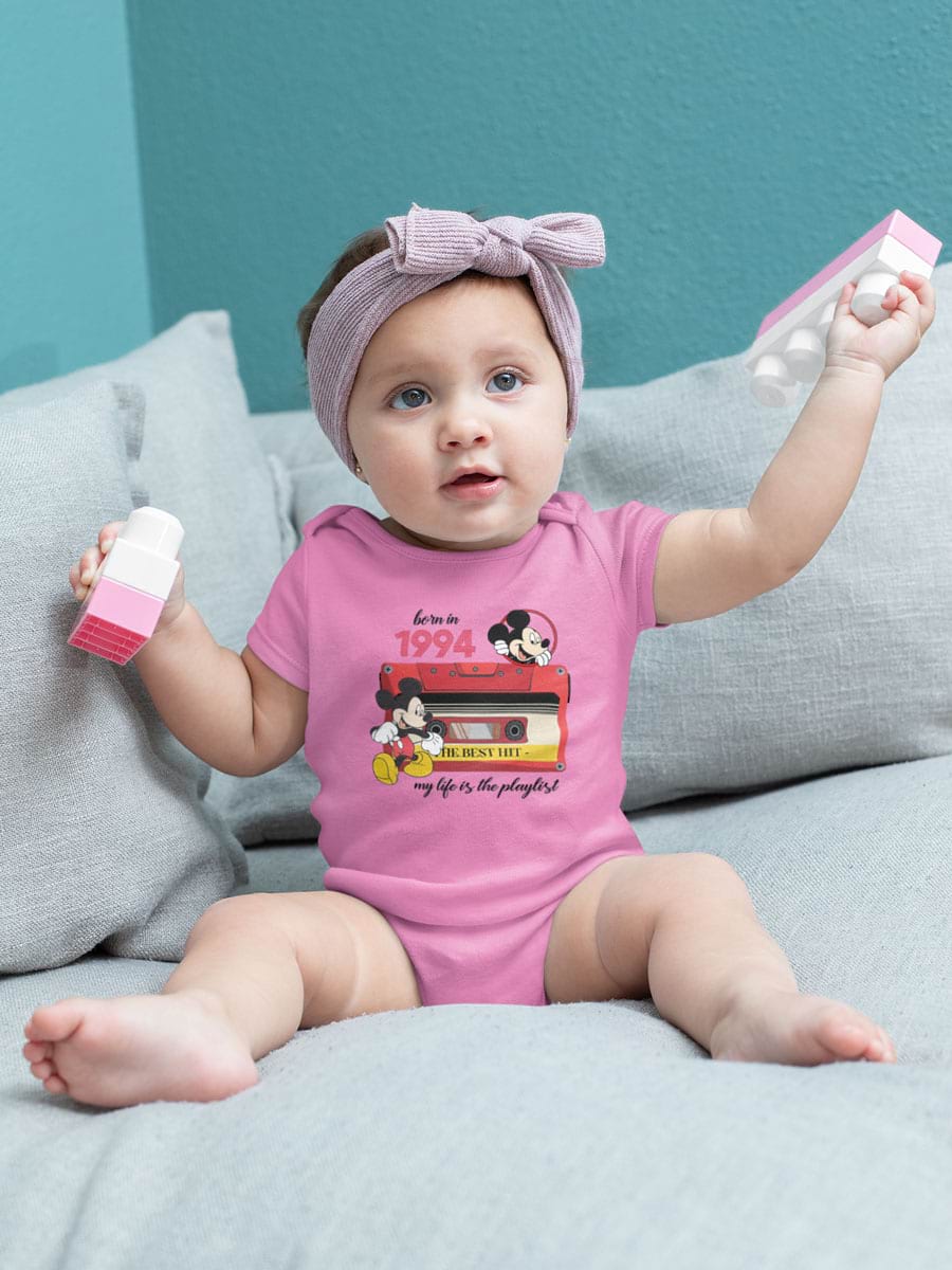 Retro Mickey Minnie Birthday V3 Babysuit - Second View