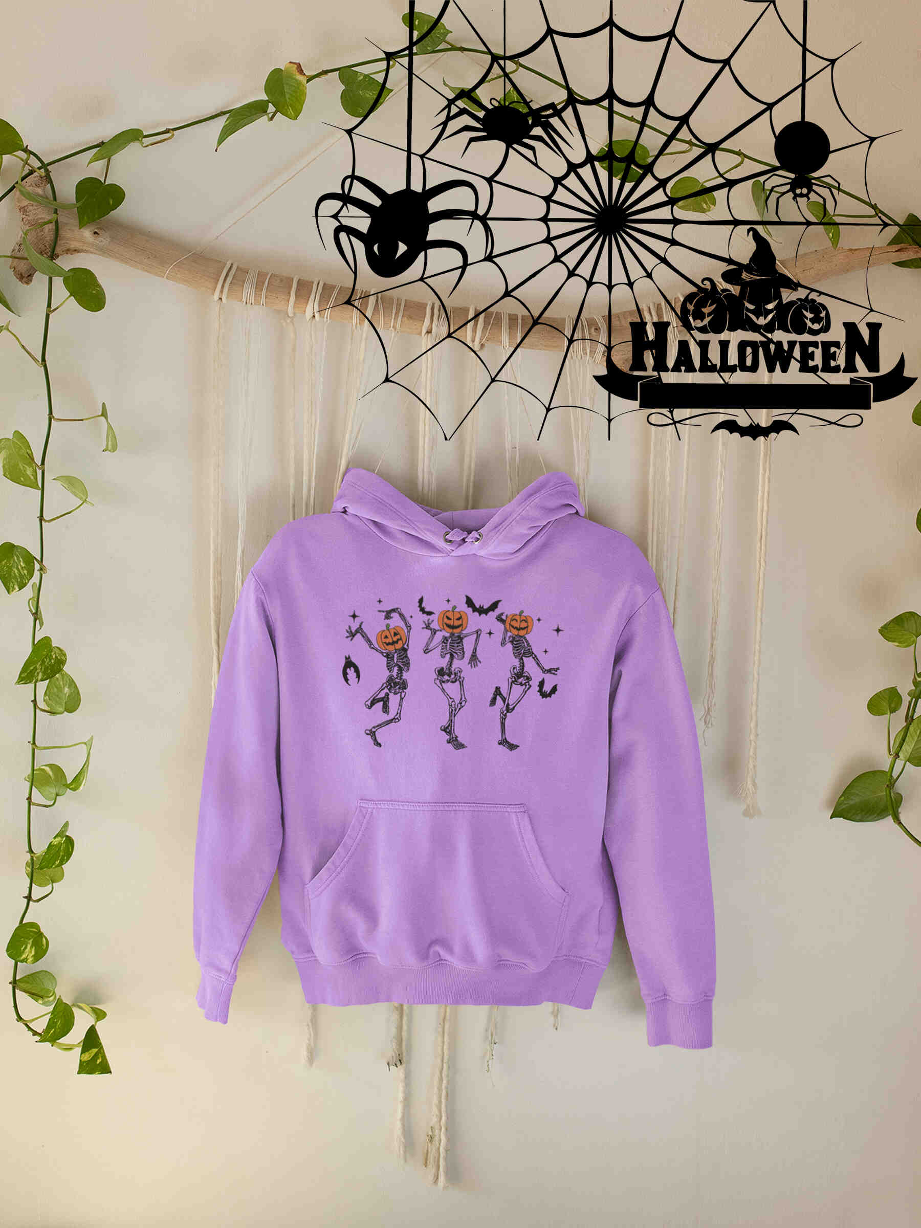 Dancing Pumpkin Head Skeletons Halloween Hoodie - Second View