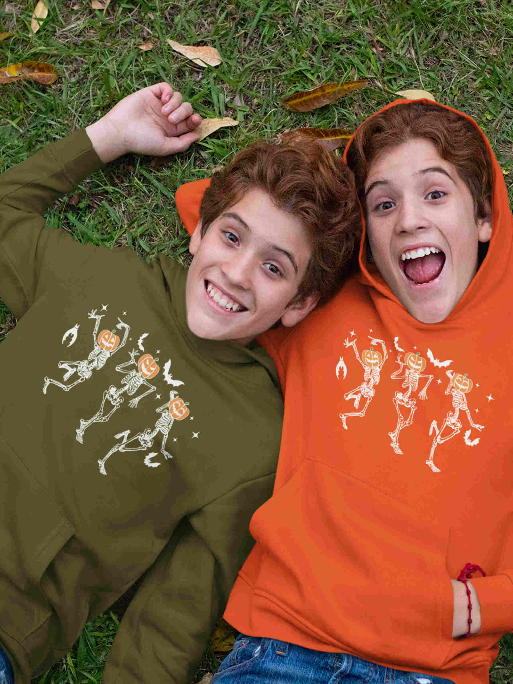 Dancing Pumpkin Head Skeletons Halloween Hoodie