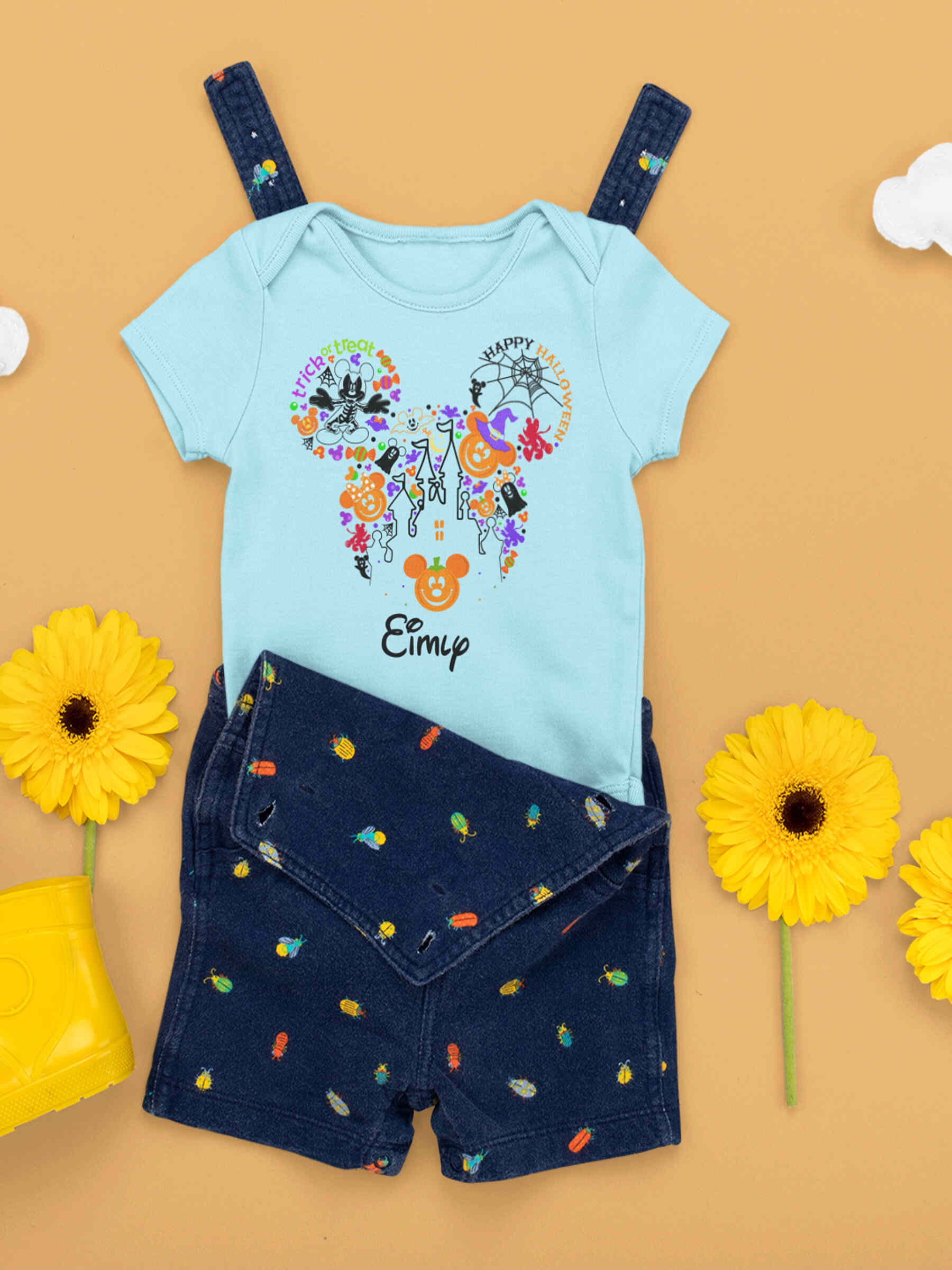 Mickey Pumpkin Head Halloween Baby Suit - Second View