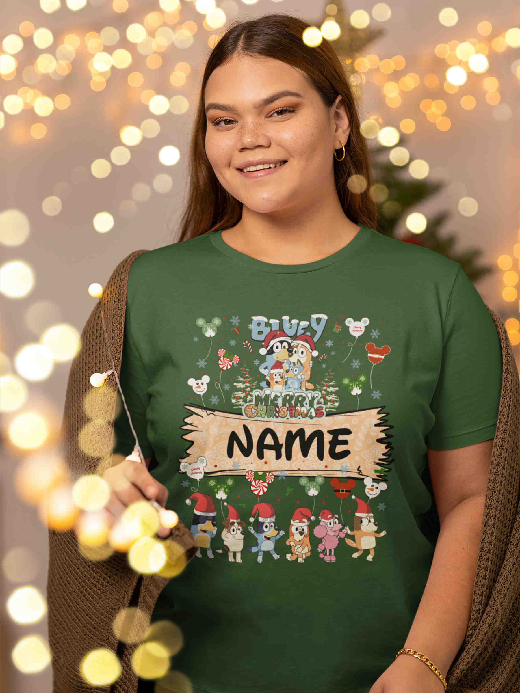 Cudtom Name Kid Christmas Blue Dog Tshirt