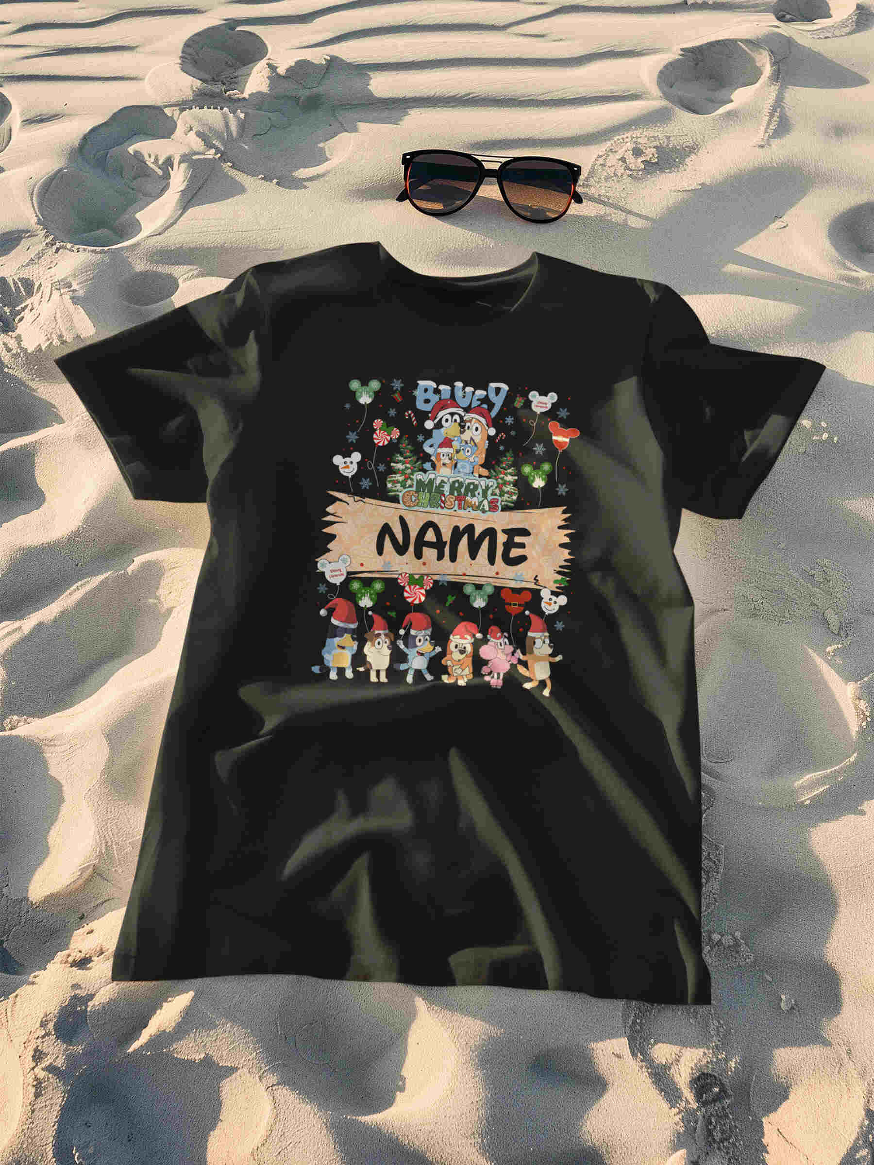 Cudtom Name Kid Christmas Blue Dog Tshirt - Second View