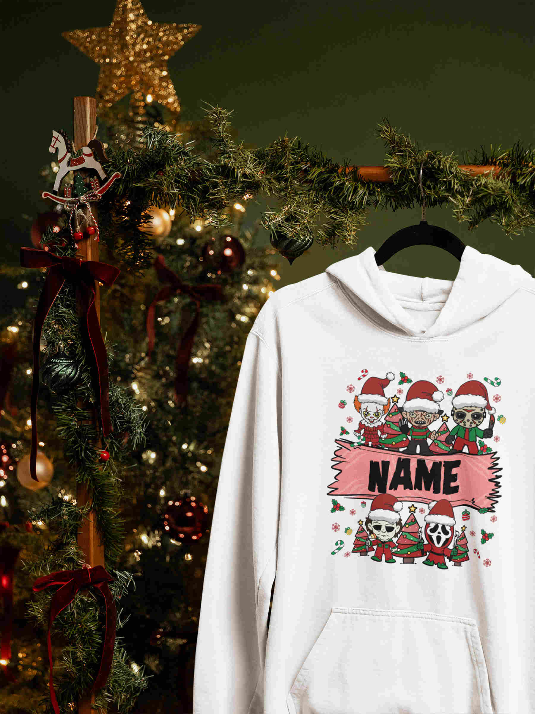 Custom Name Kid Christmas Killer Movie Hoodie - Second View