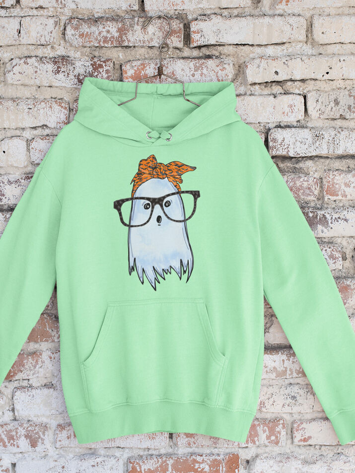 Cute Ghost With Glasses And Bandana Hoodie - Second View