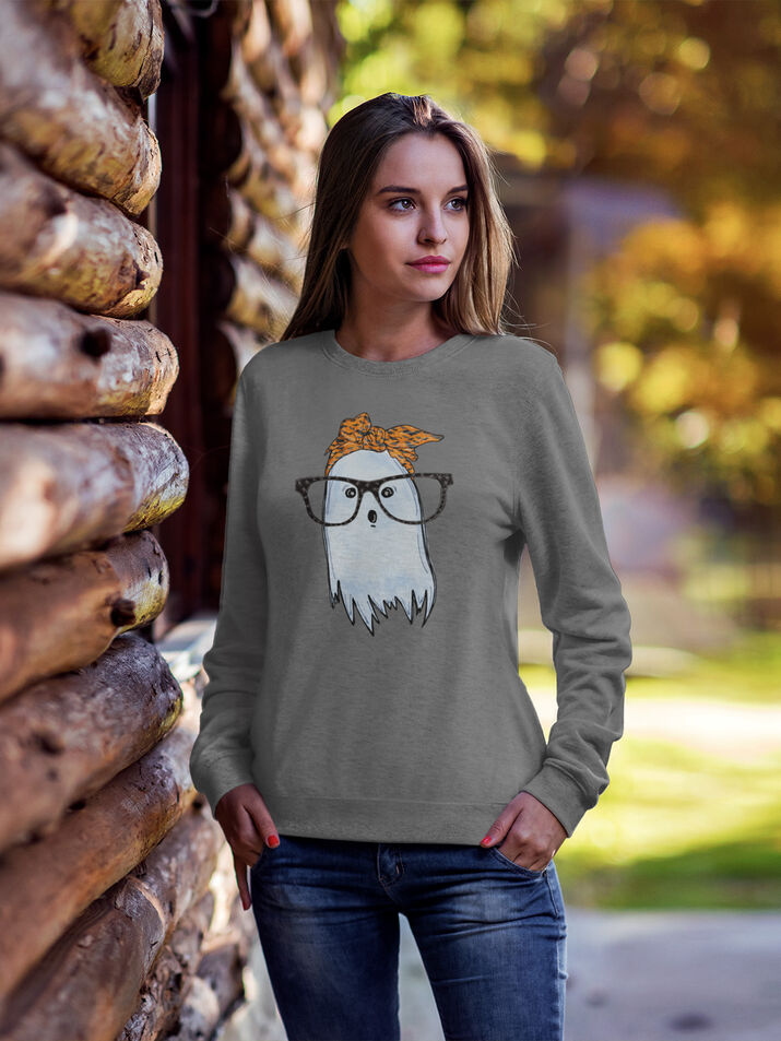 Cute Ghost With Glasses And Bandana Sweatshirt