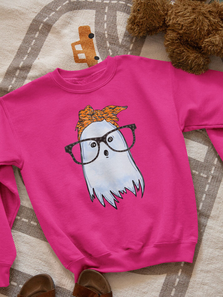 Cute Ghost With Glasses And Bandana Sweatshirt - Second View